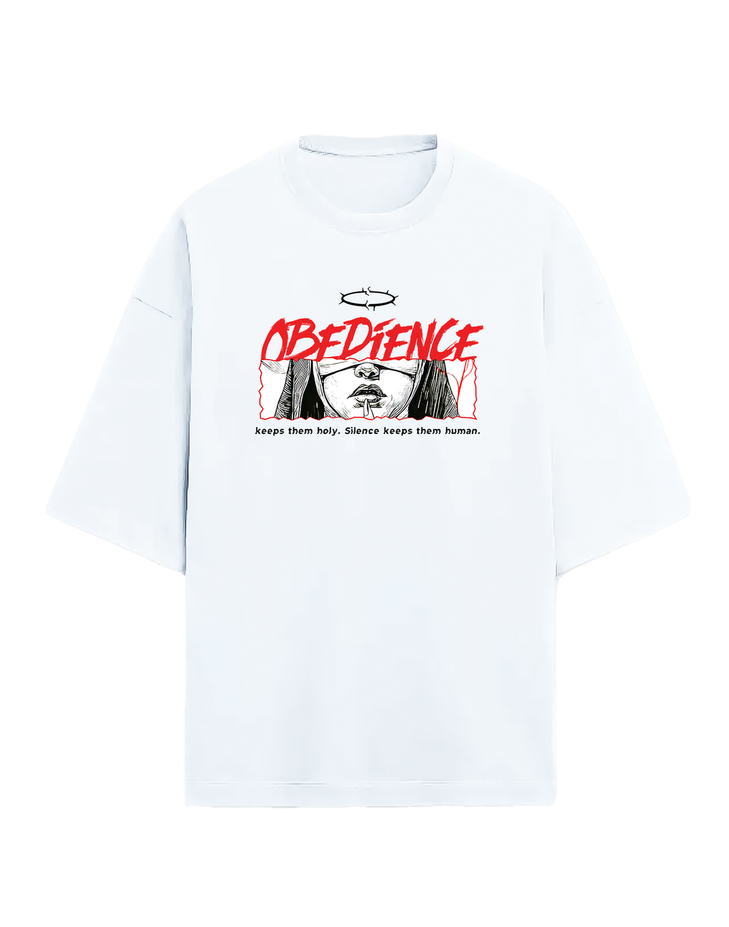 OBEY IN SILENCE – Manipulation Graphic Oversized Tee