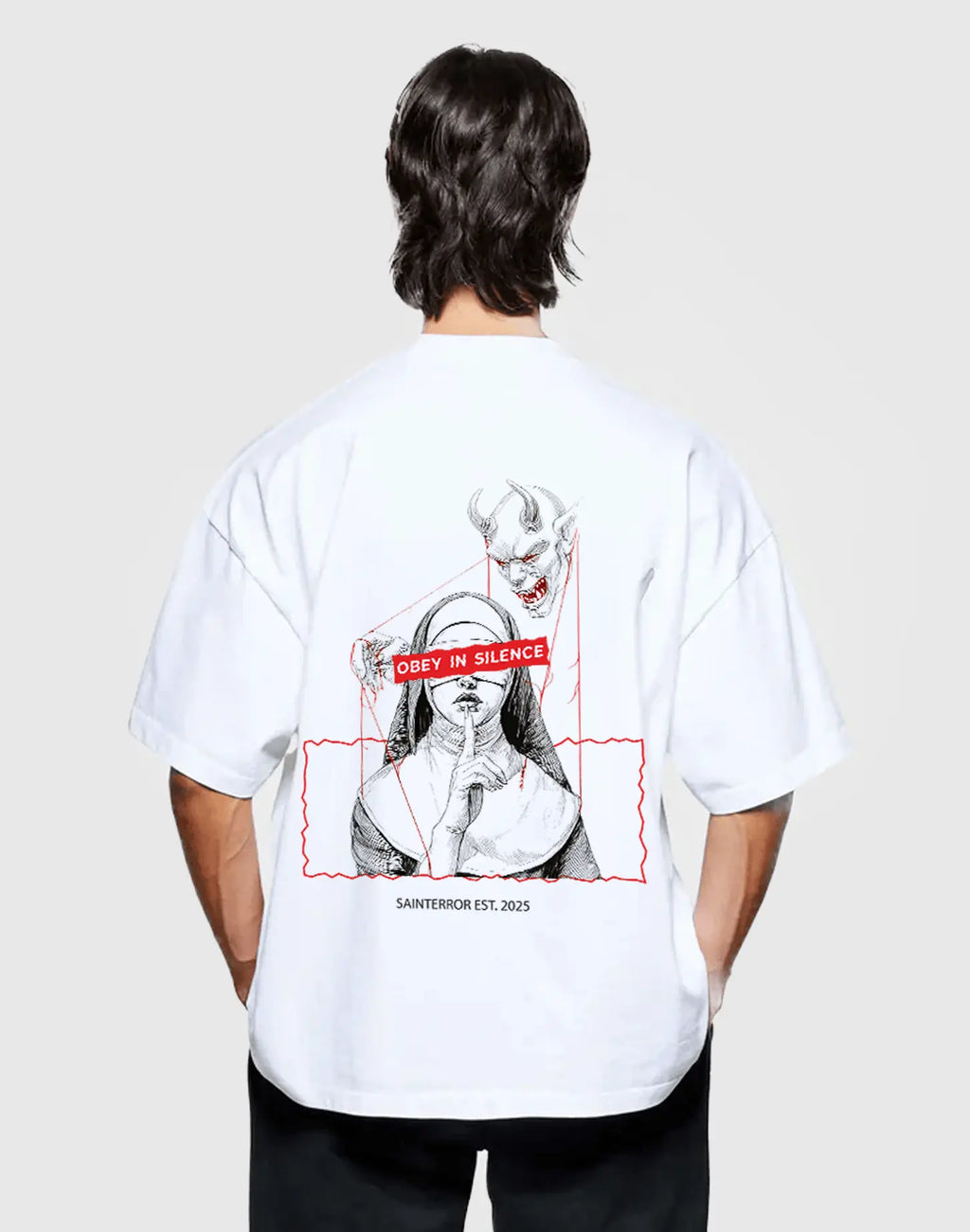 OBEY IN SILENCE – Manipulation Graphic Oversized Tee