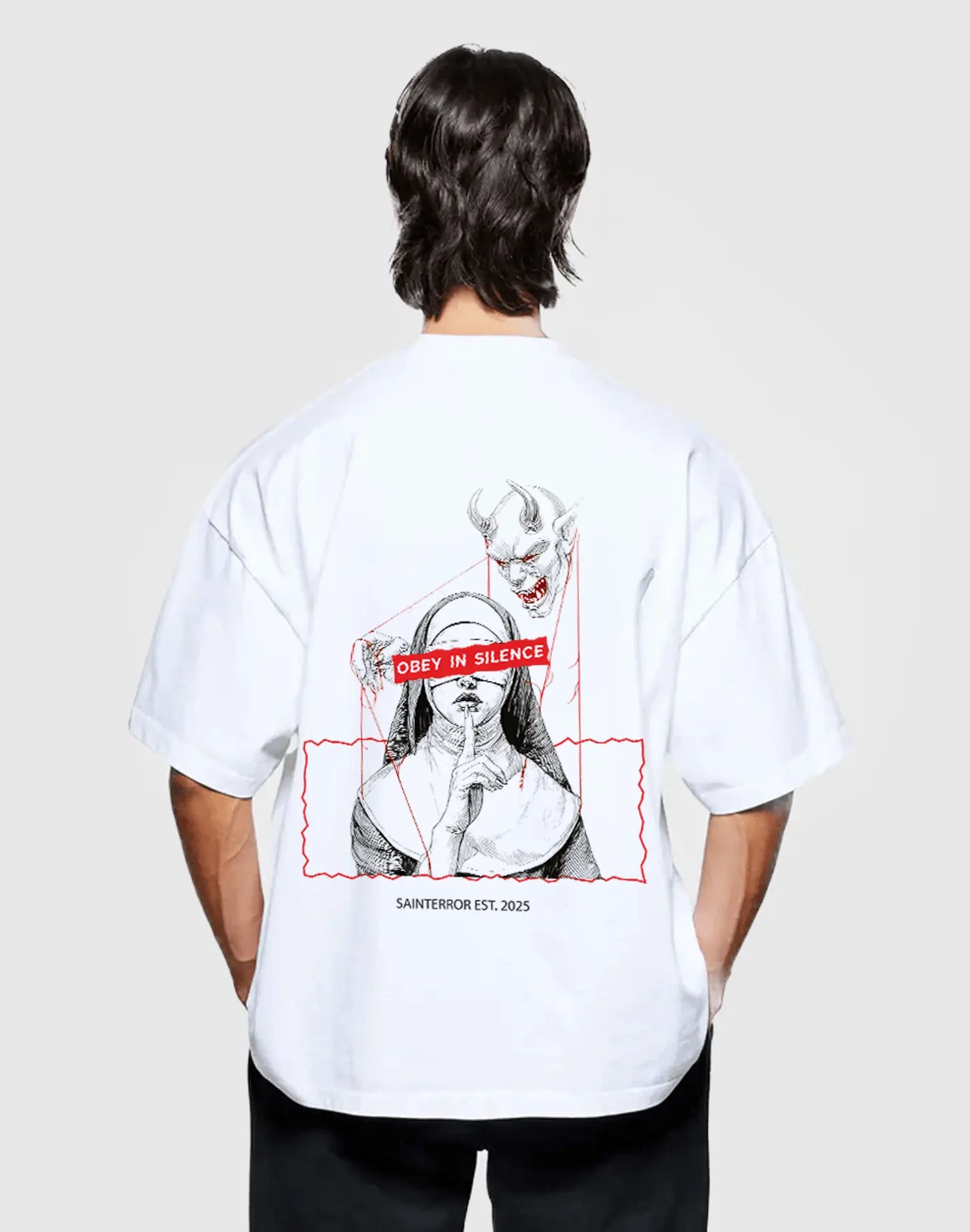 OBEY IN SILENCE – Manipulation Graphic Oversized Tee